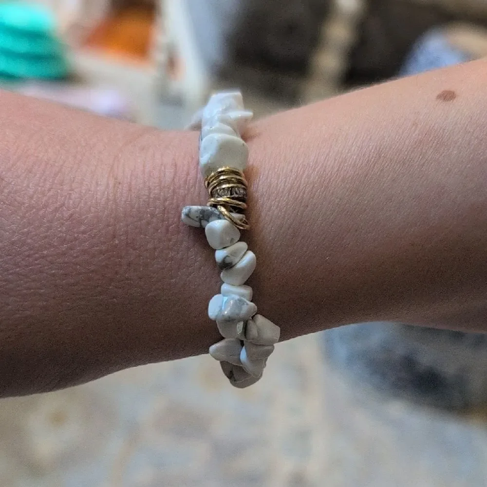White and Gold Stone Bracelet